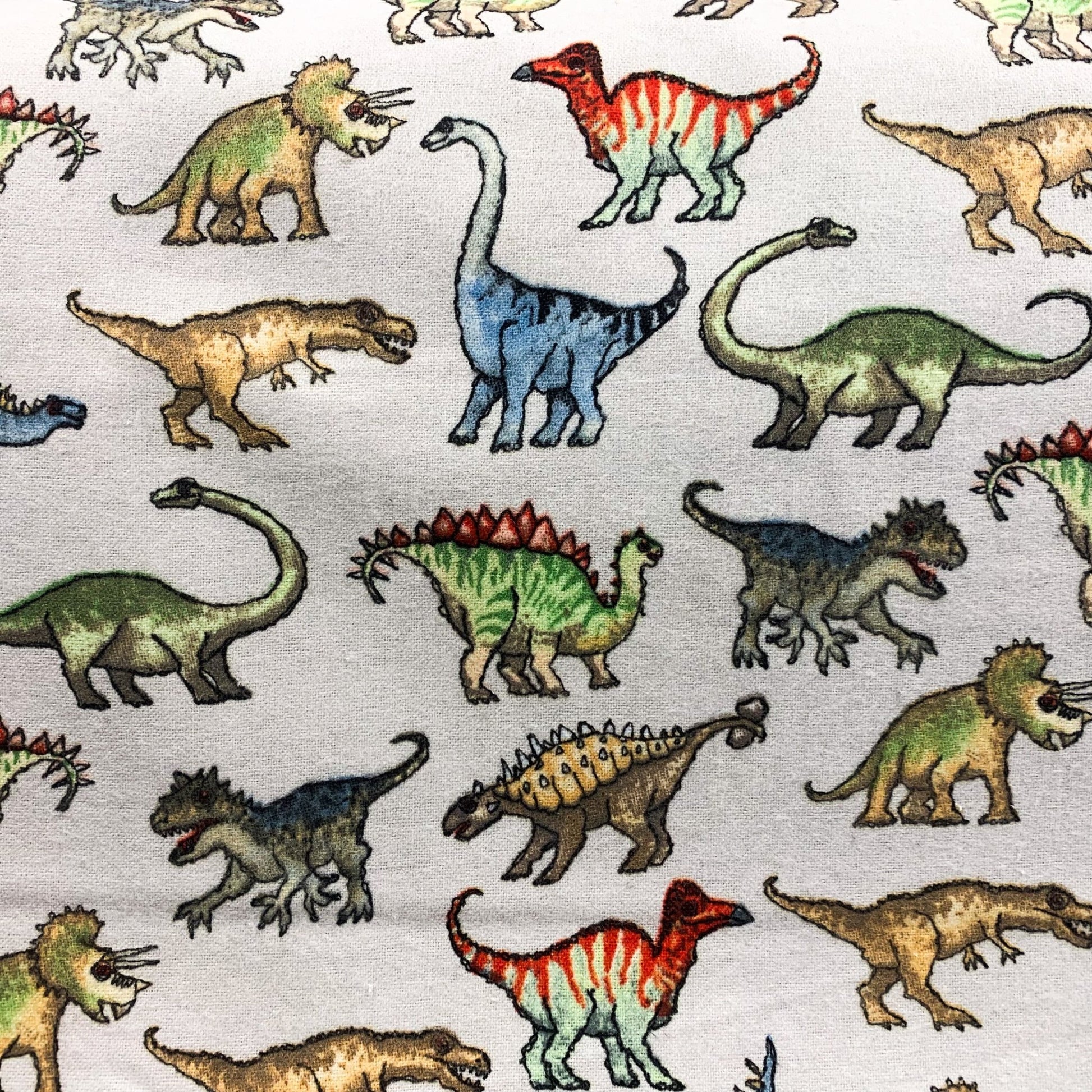 Real Dinosaur FLANNEL Fabric 1016 - 90 Light Gray - Mary Jo Fabrics