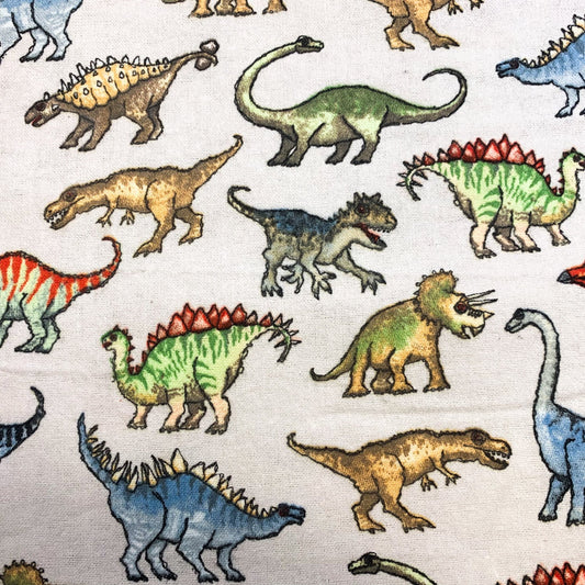 Real Dinosaur FLANNEL Fabric 1016 - 90 Light Gray - Mary Jo Fabrics