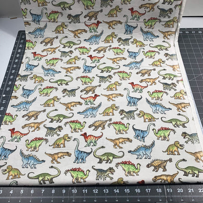Real Dinosaur FLANNEL Fabric 1016 - 90 Light Gray - Mary Jo Fabrics