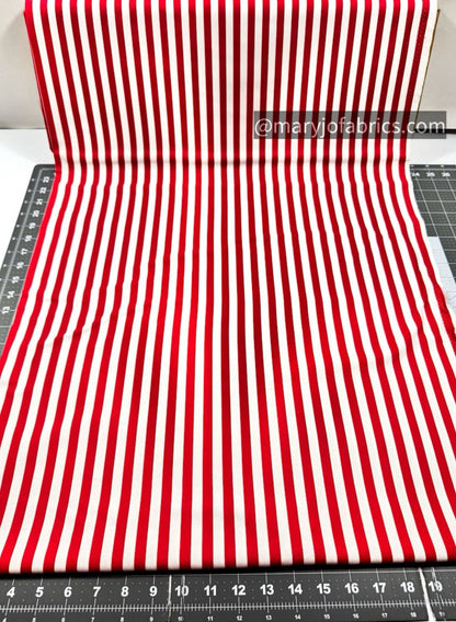 Red and White Stripe Fabric 114 - 80 USA Flag Fabric - Mary Jo Fabrics
