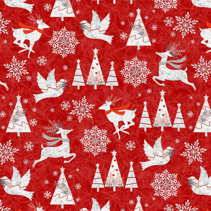 Red Blizzard Fun Fabric 2052 - 88 Red Winter - Mary Jo Fabrics
