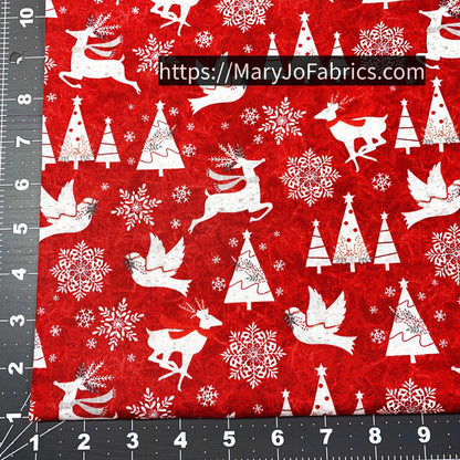 Red Blizzard Fun Fabric 2052 - 88 Red Winter - Mary Jo Fabrics