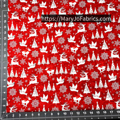 Red Blizzard Fun Fabric 2052 - 88 Red Winter - Mary Jo Fabrics
