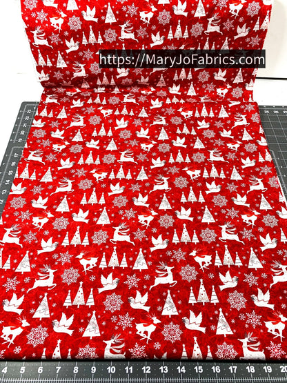 Red Blizzard Fun Fabric 2052 - 88 Red Winter - Mary Jo Fabrics