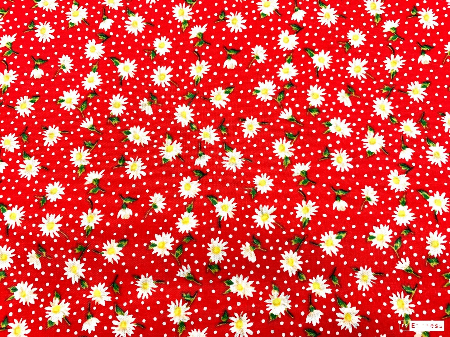 Red calico fabric Dorothy's Daisies - Mary Jo Fabrics