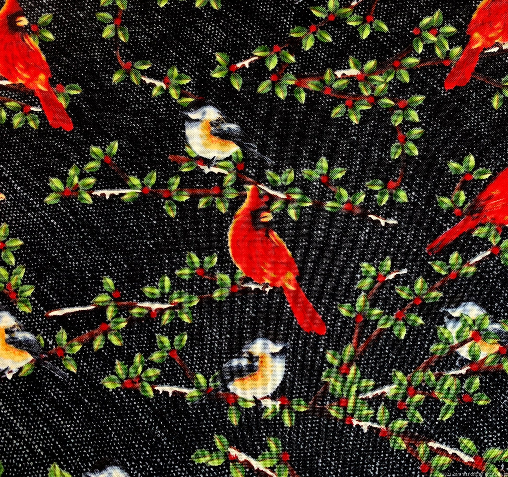 Red Cardinal bird fabric 2712 cardinals fabric - Mary Jo Fabrics