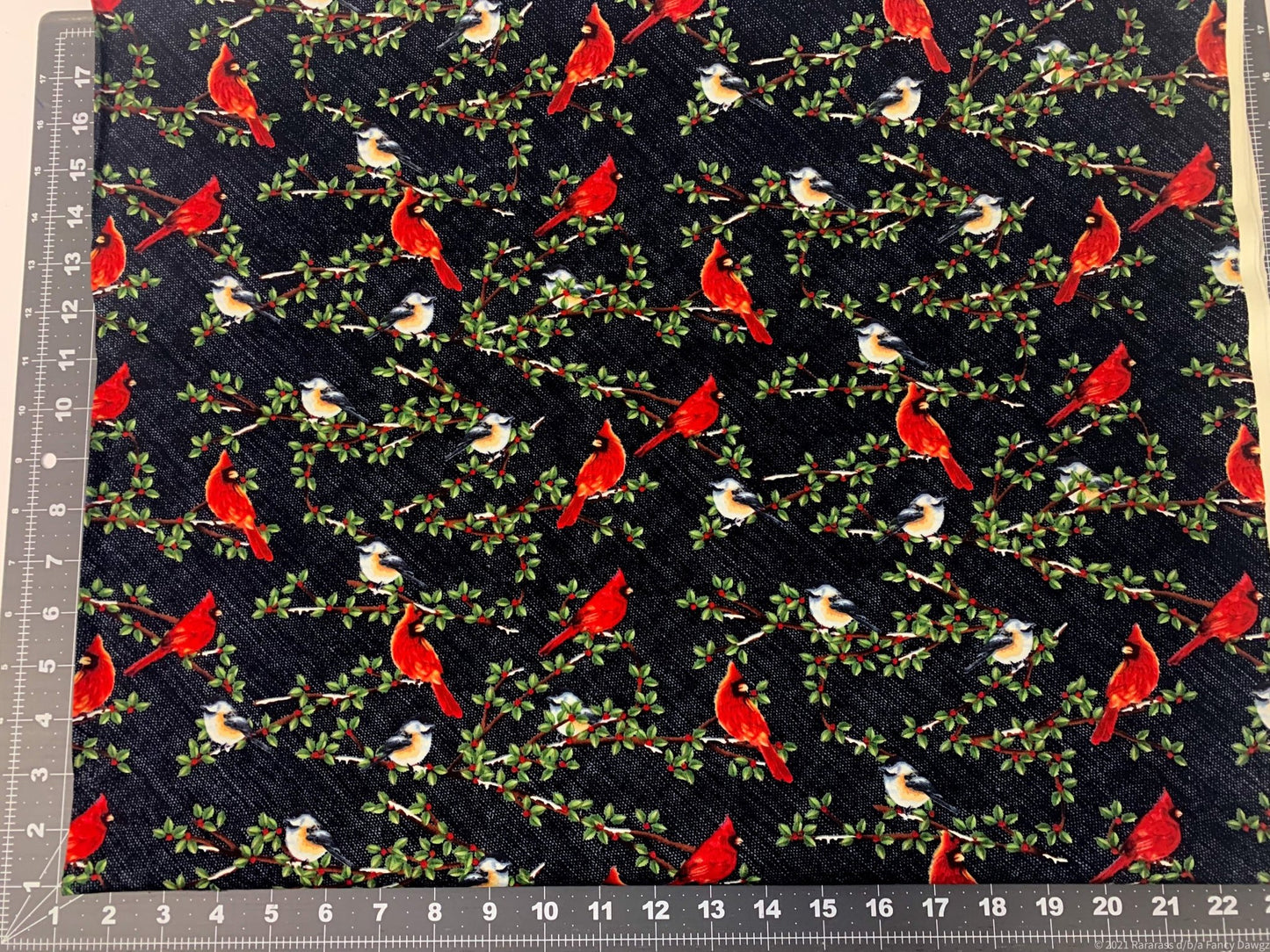 Red Cardinal bird fabric 2712 cardinals fabric - Mary Jo Fabrics