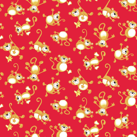 Red Crazy Monkey Fabric 1842 - 88 Born to be Wild - Mary Jo Fabrics
