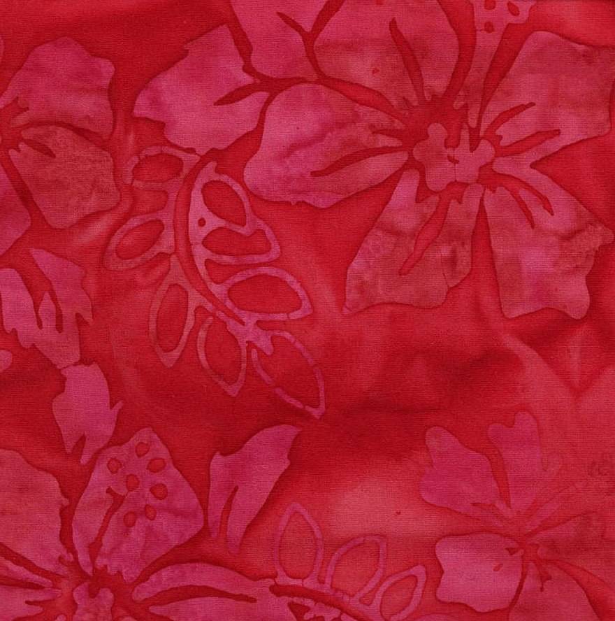 Red Hibiscus Floral Fabric 1862 - 1508 Floral Quilting Batik - Mary Jo Fabrics