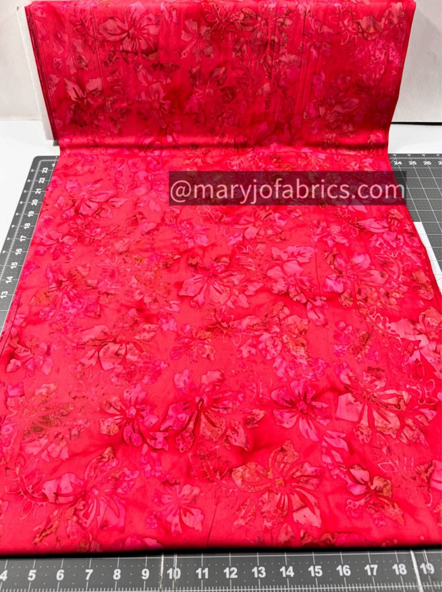 Red Hibiscus Floral Fabric 1862 - 1508 Floral Quilting Batik - Mary Jo Fabrics