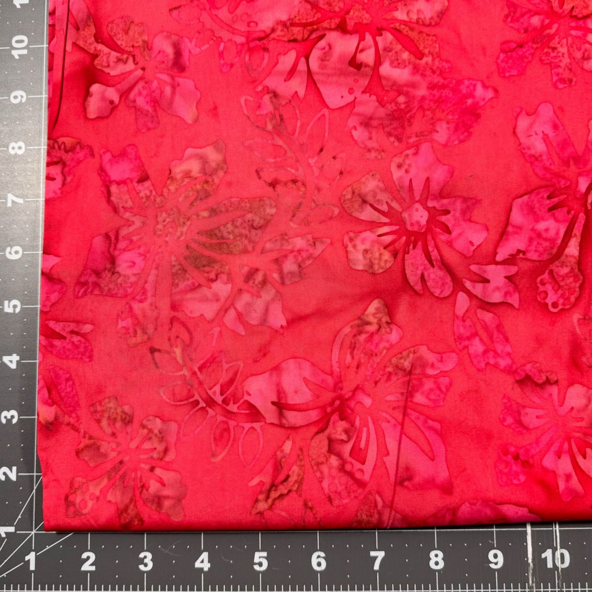 Red Hibiscus Floral Fabric 1862 - 1508 Floral Quilting Batik - Mary Jo Fabrics