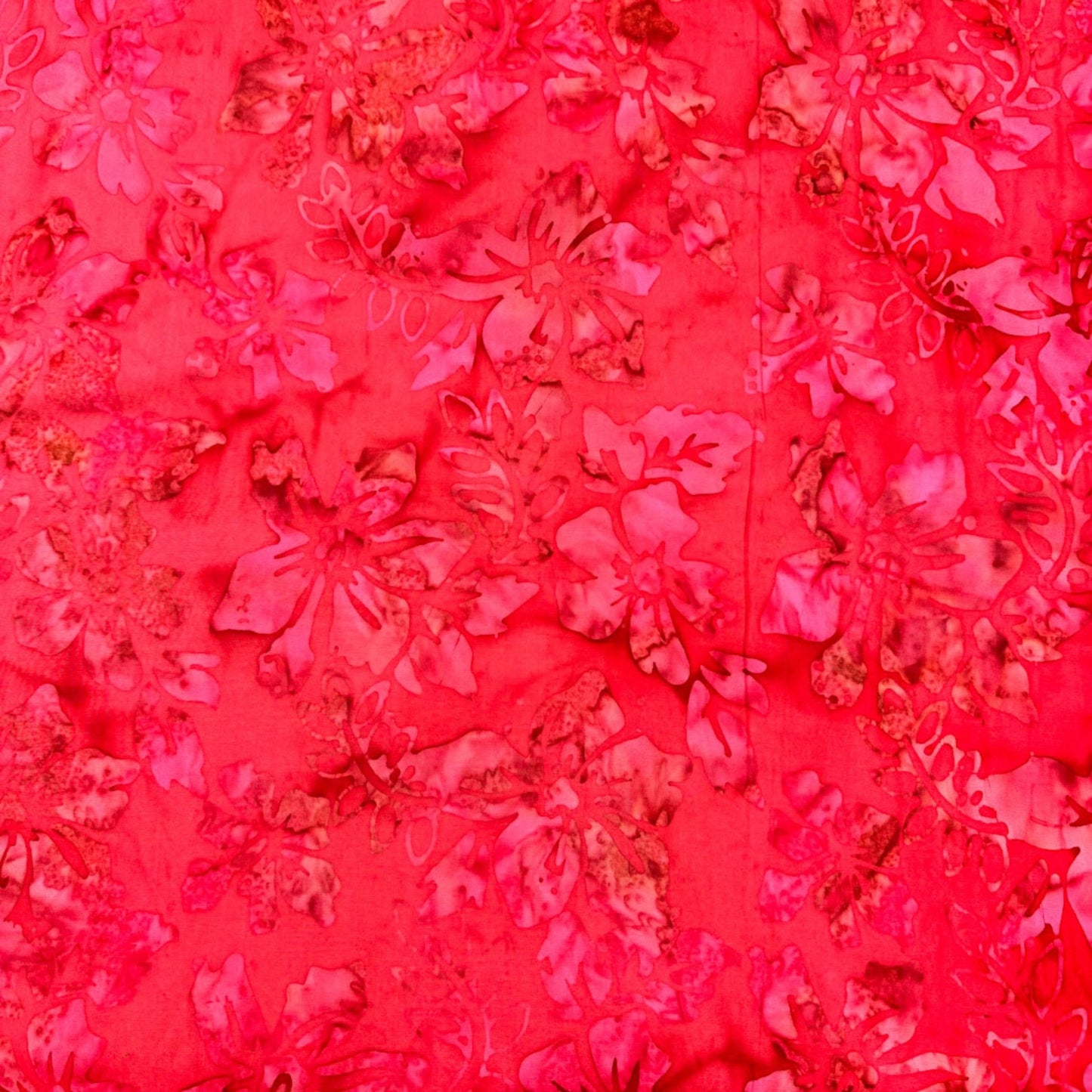 Red Hibiscus Floral Fabric 1862 - 1508 Floral Quilting Batik - Mary Jo Fabrics
