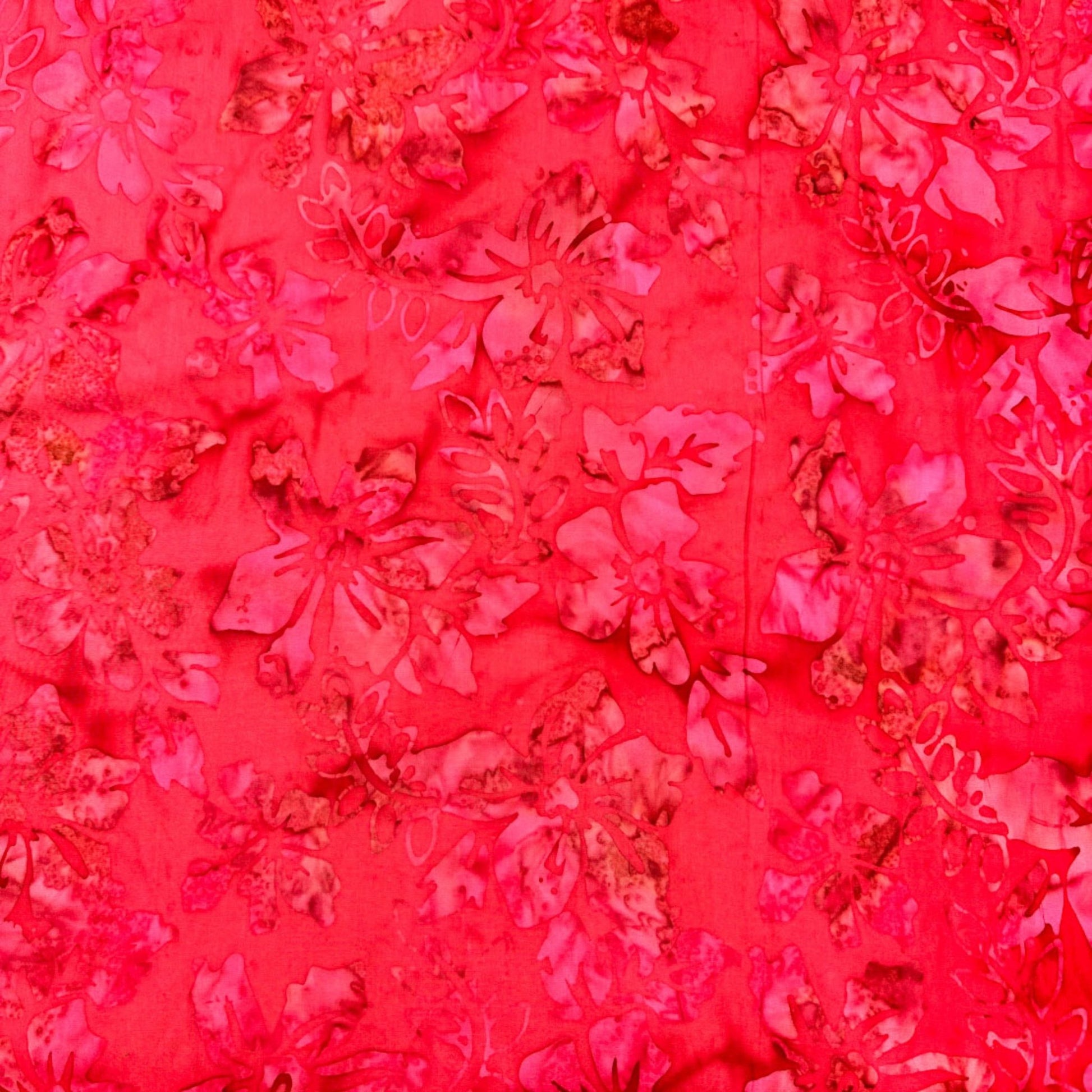 Red Hibiscus Floral Fabric 1862 - 1508 Floral Quilting Batik - Mary Jo Fabrics