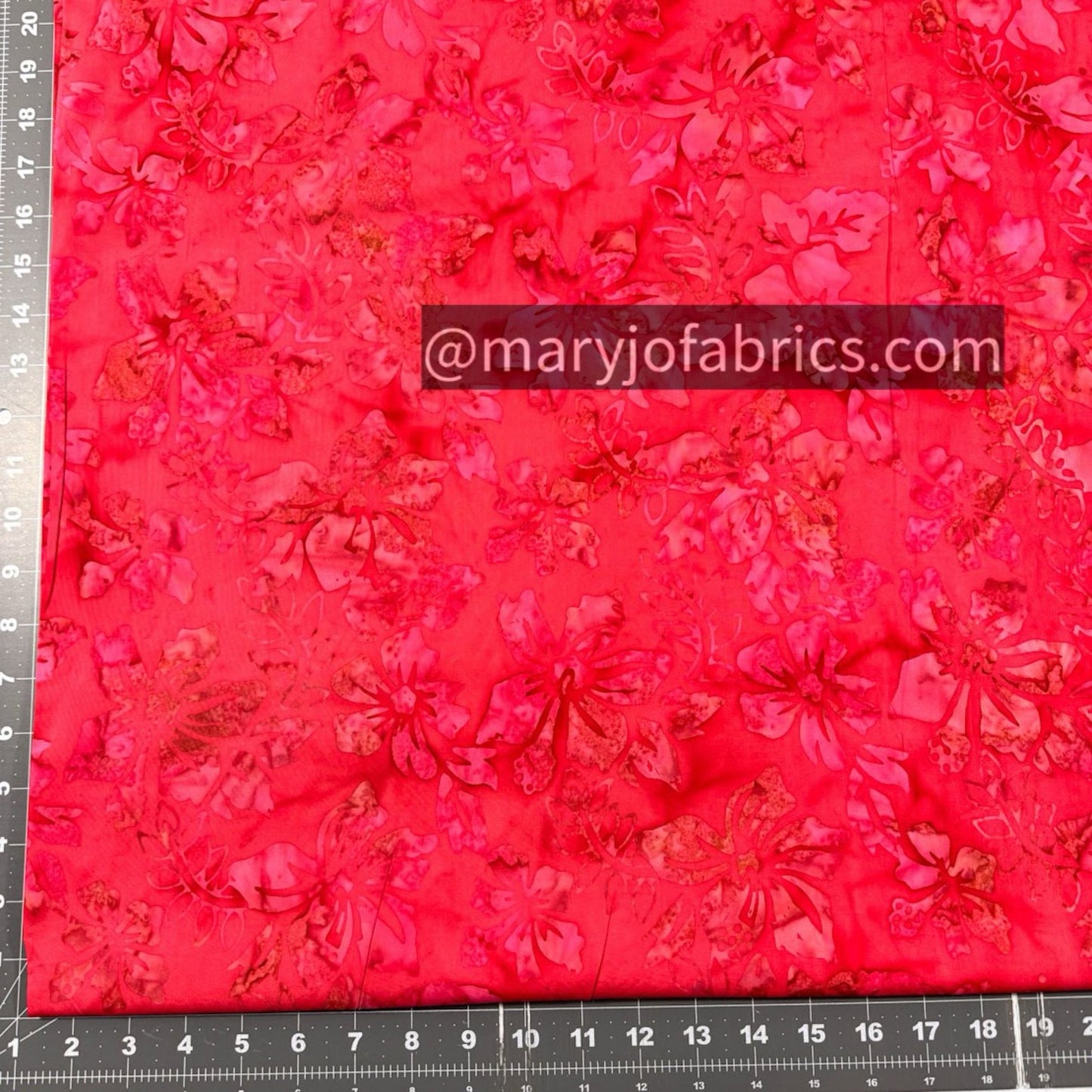 Red Hibiscus Floral Fabric 1862 - 1508 Floral Quilting Batik - Mary Jo Fabrics
