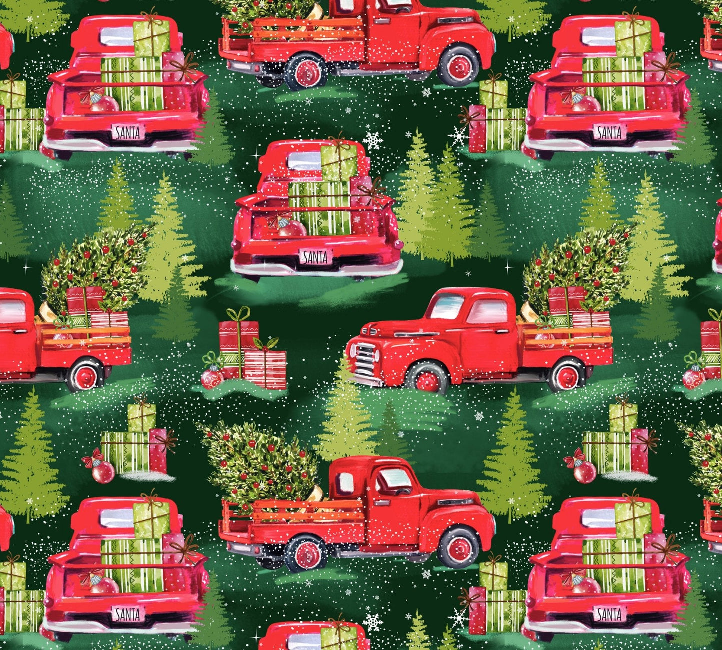 Red Holiday Trucks 3071 Christmas red trucks - Mary Jo Fabrics