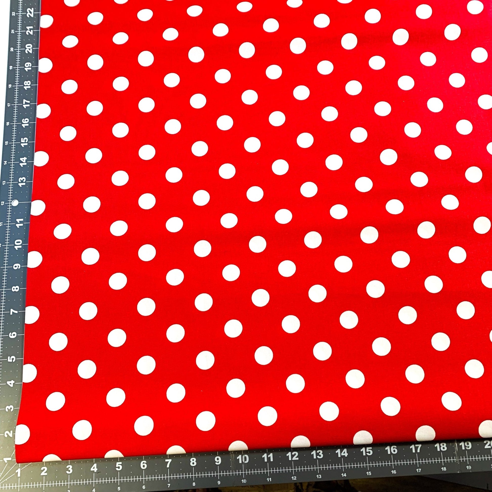 Red Large Polka Dot fabric 20241B White dots on Red - Mary Jo Fabrics