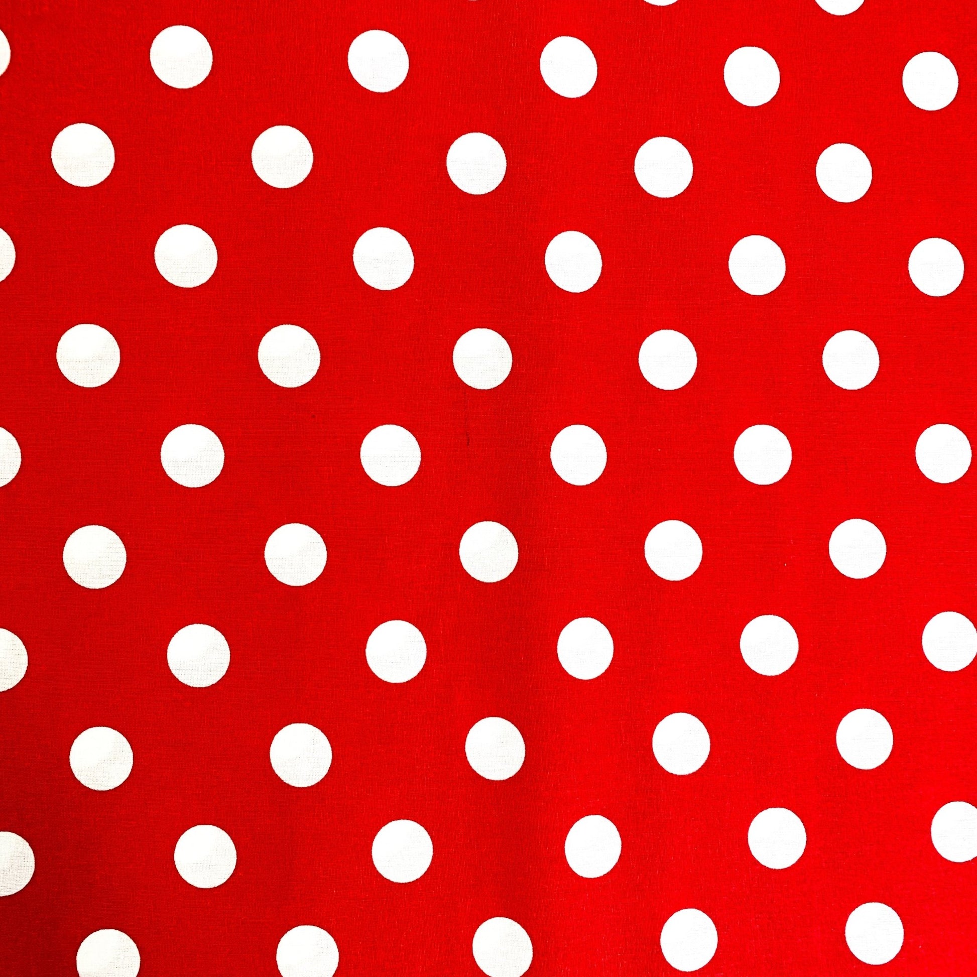 Red Large Polka Dot fabric 20241B White dots on Red - Mary Jo Fabrics
