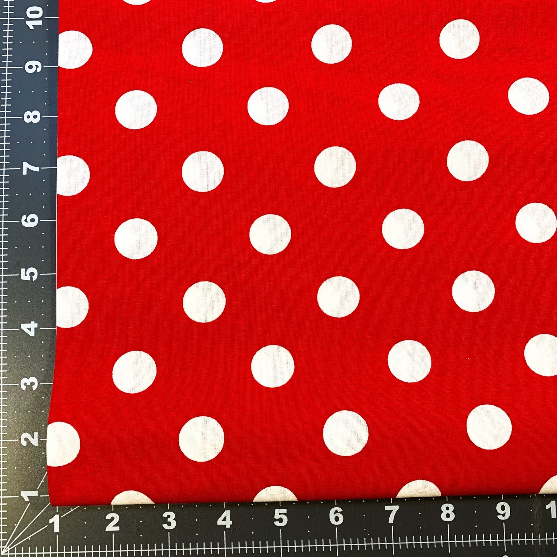 Red Large Polka Dot fabric 20241B White dots on Red - Mary Jo Fabrics