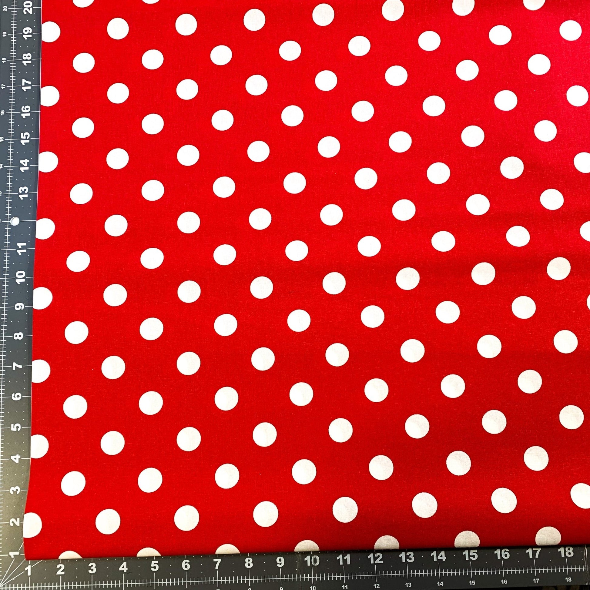 Red Large Polka Dot fabric 20241B White dots on Red - Mary Jo Fabrics