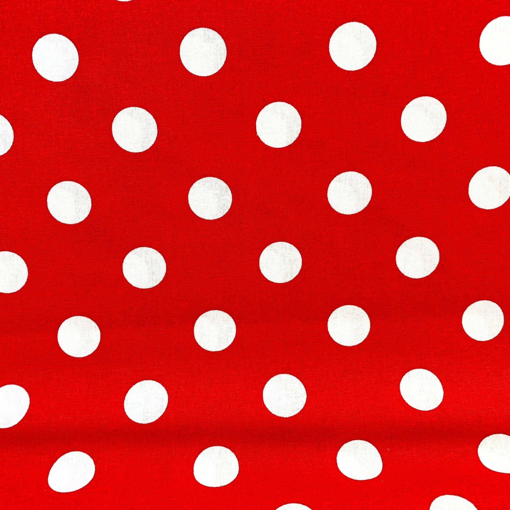 Red Large Polka Dot fabric 20241B White dots on Red - Mary Jo Fabrics