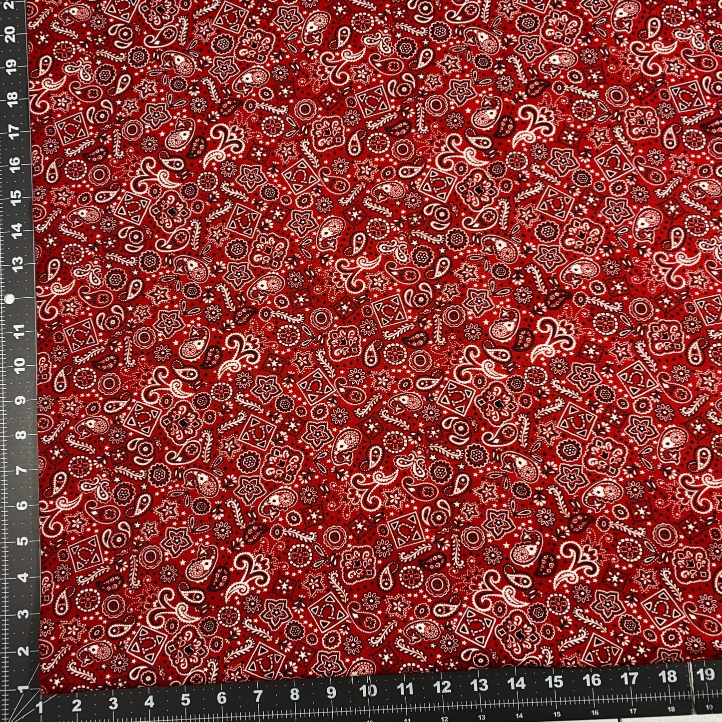 Red Paisley Bandana FLANNEL 44 - 6402 Red FLANNEL - Mary Jo Fabrics