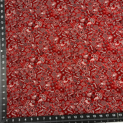 Red Paisley Bandana FLANNEL 44 - 6402 Red FLANNEL - Mary Jo Fabrics