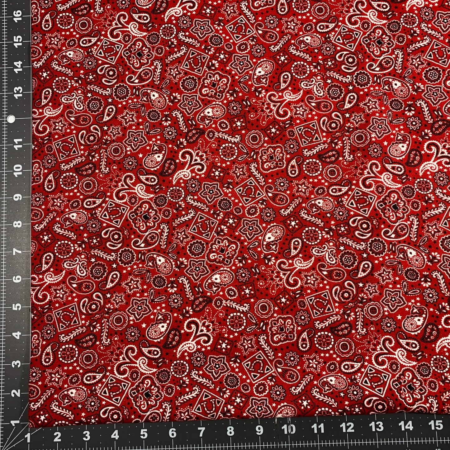 Red Paisley Bandana FLANNEL 44 - 6402 Red FLANNEL - Mary Jo Fabrics