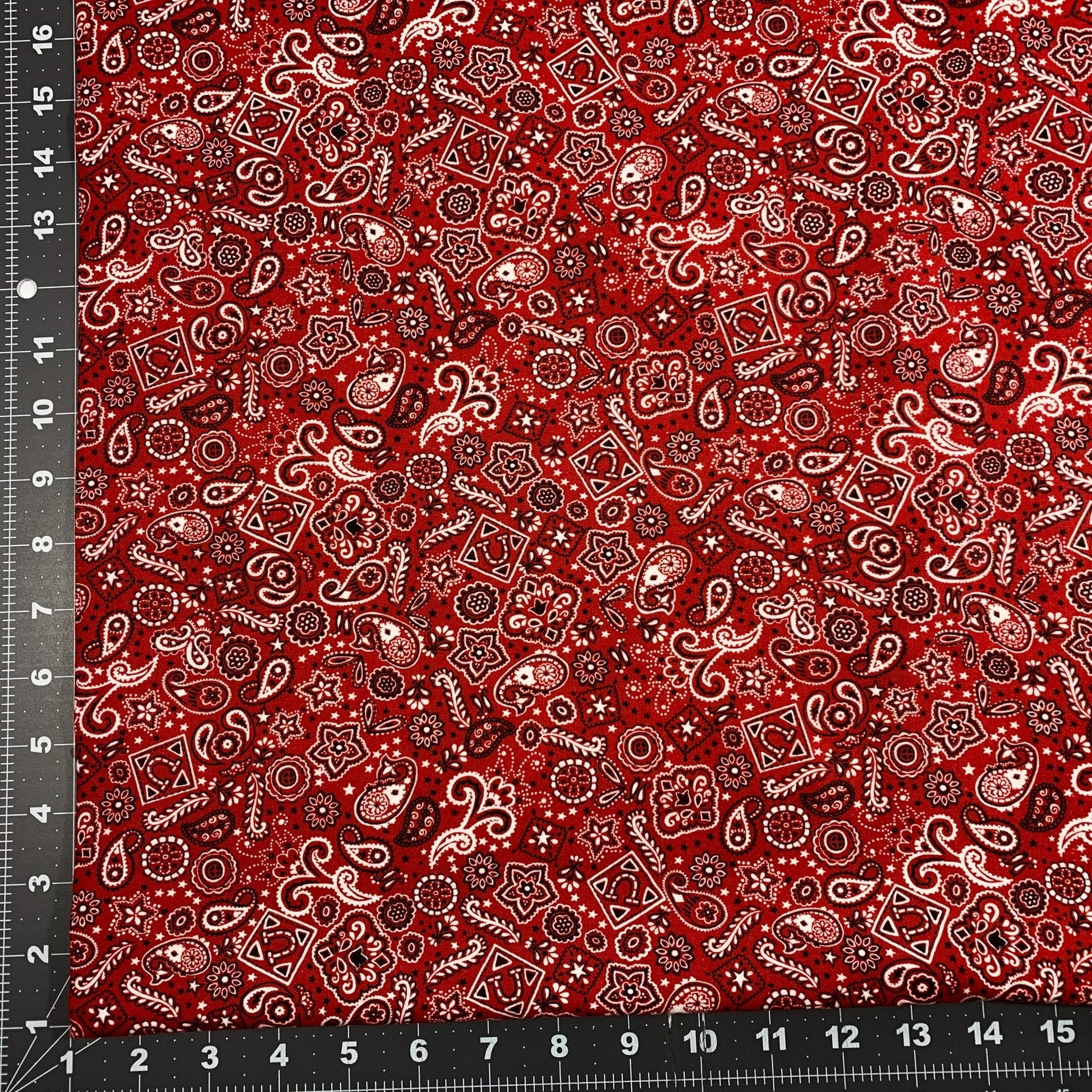 Red Paisley Bandana FLANNEL 44 - 6402 Red FLANNEL - Mary Jo Fabrics