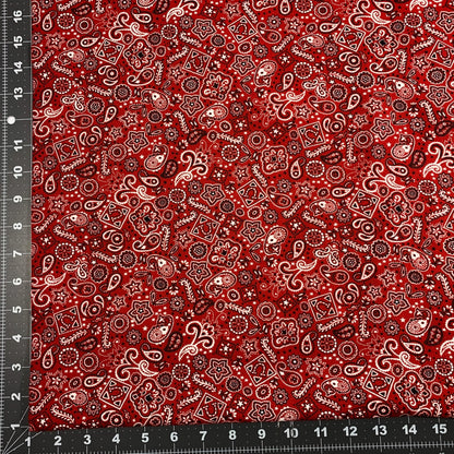 Red Paisley Bandana FLANNEL 44 - 6402 Red FLANNEL - Mary Jo Fabrics