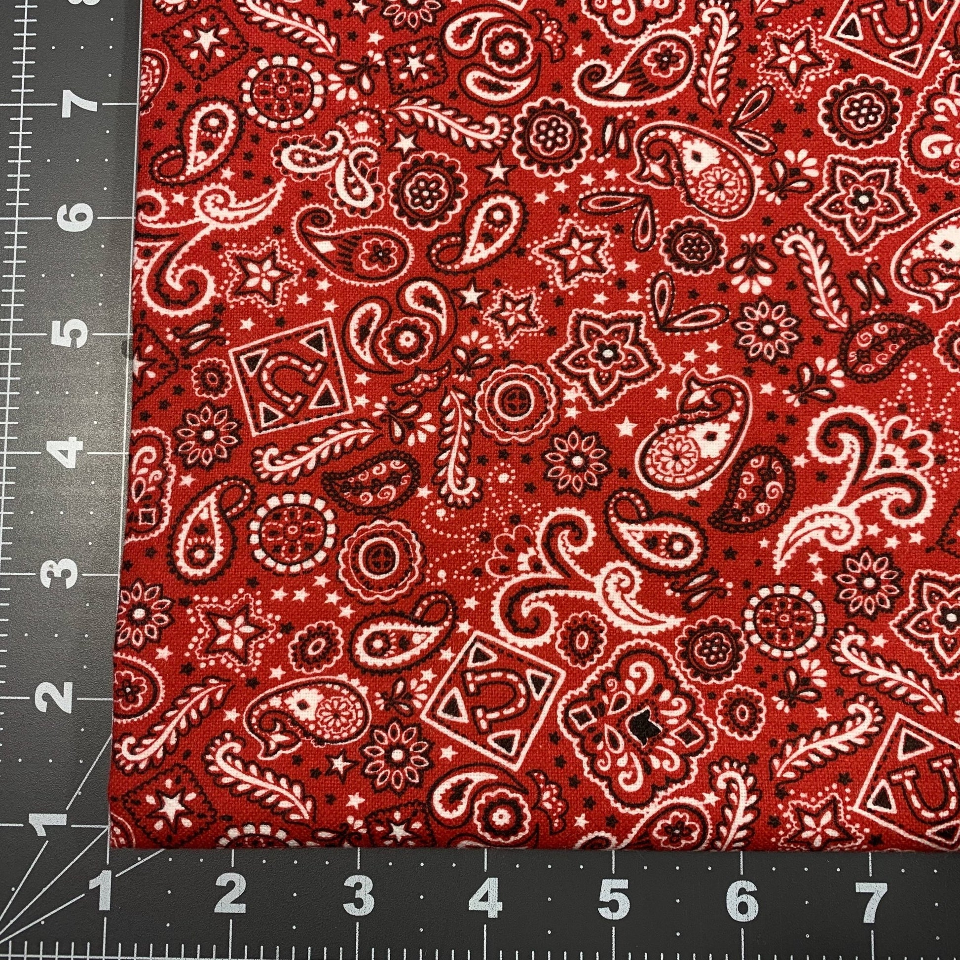 Red Paisley Bandana FLANNEL 44 - 6402 Red FLANNEL - Mary Jo Fabrics