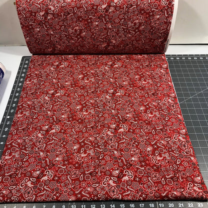 Red Paisley Bandana FLANNEL 44 - 6402 Red FLANNEL - Mary Jo Fabrics
