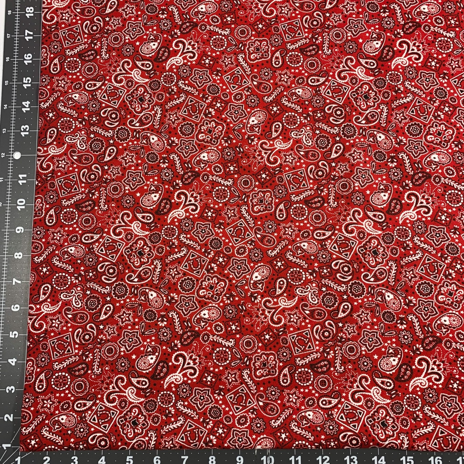 Red Paisley Bandana FLANNEL 44 - 6402 Red FLANNEL - Mary Jo Fabrics