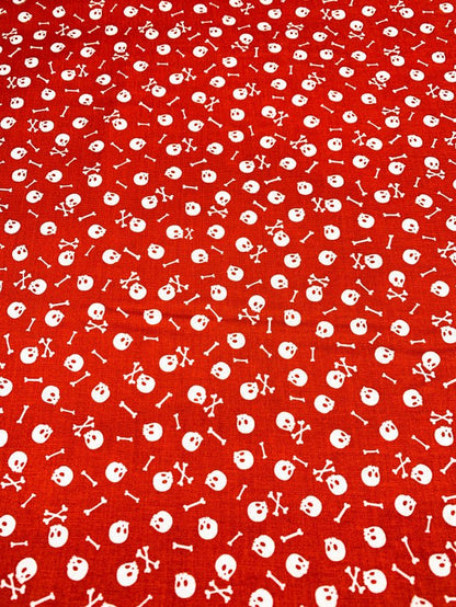 Red Skulls and Bones fabric C8930 - Mary Jo Fabrics