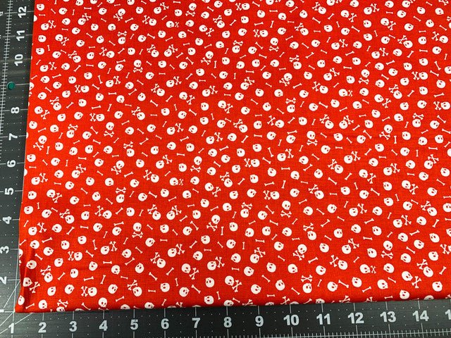 Red Skulls and Bones fabric C8930 - Mary Jo Fabrics