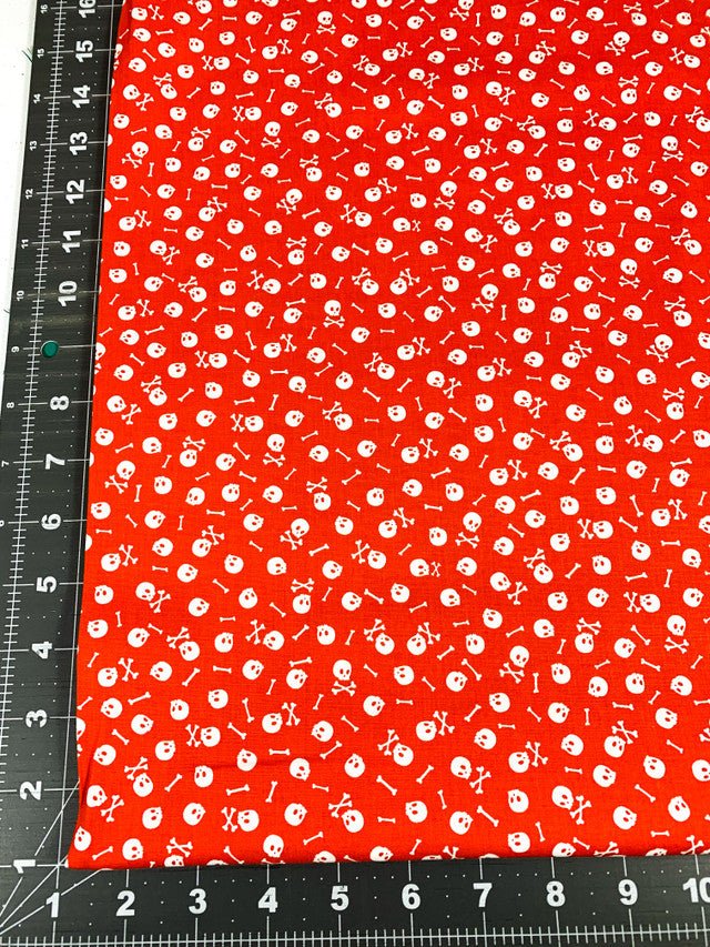 Red Skulls and Bones fabric C8930 - Mary Jo Fabrics