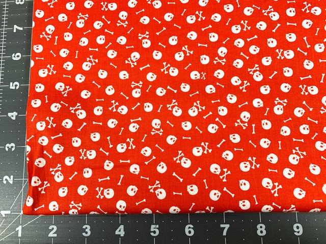 Red Skulls and Bones fabric C8930 - Mary Jo Fabrics