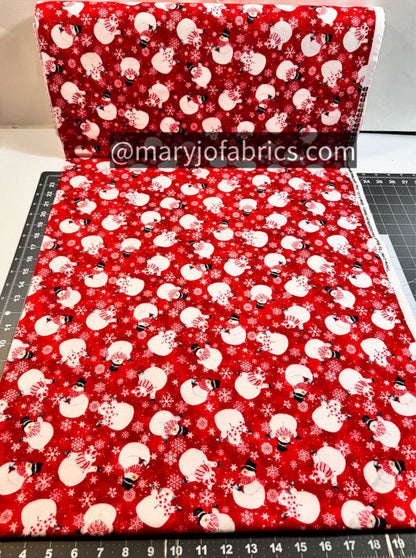 Red Snow Crew Snowman FLANNEL F1290 - 88 Snowflakes - Mary Jo Fabrics