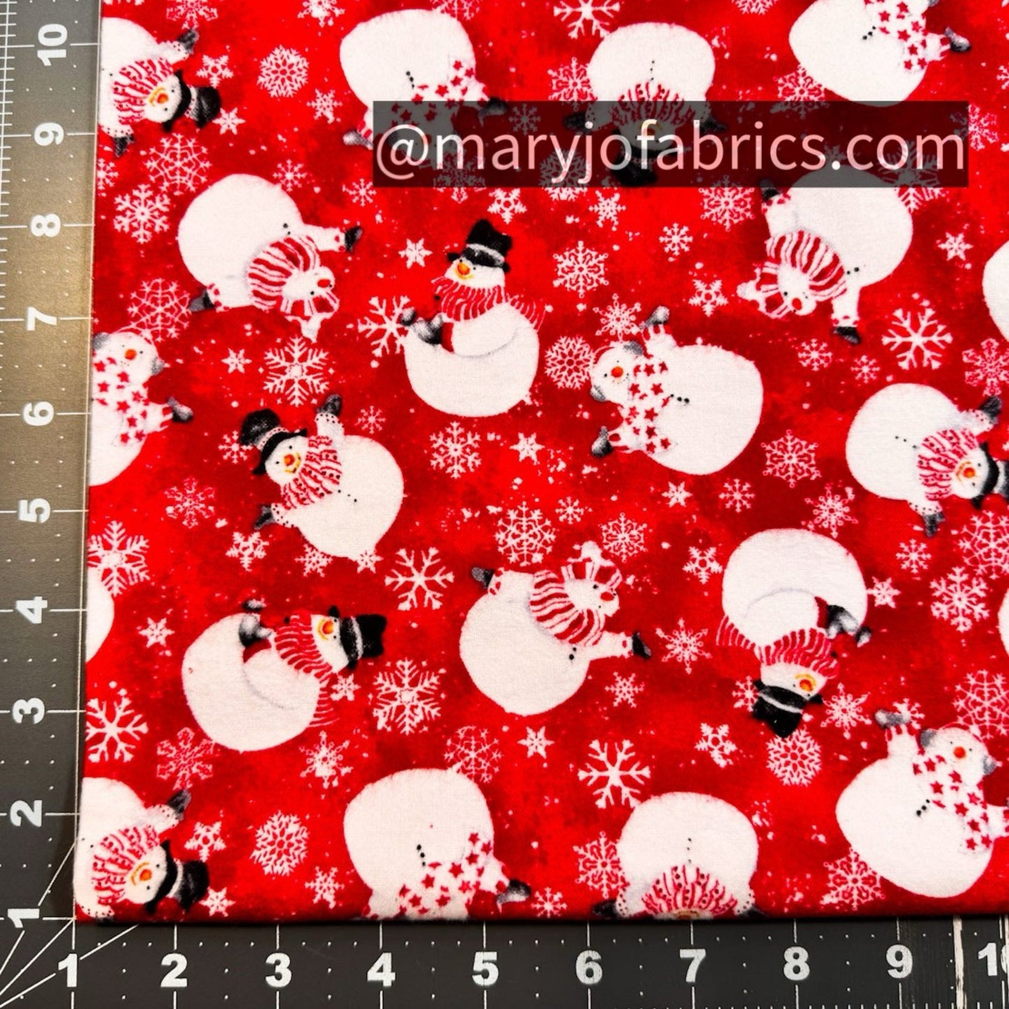Red Snow Crew Snowman FLANNEL F1290 - 88 Snowflakes - Mary Jo Fabrics