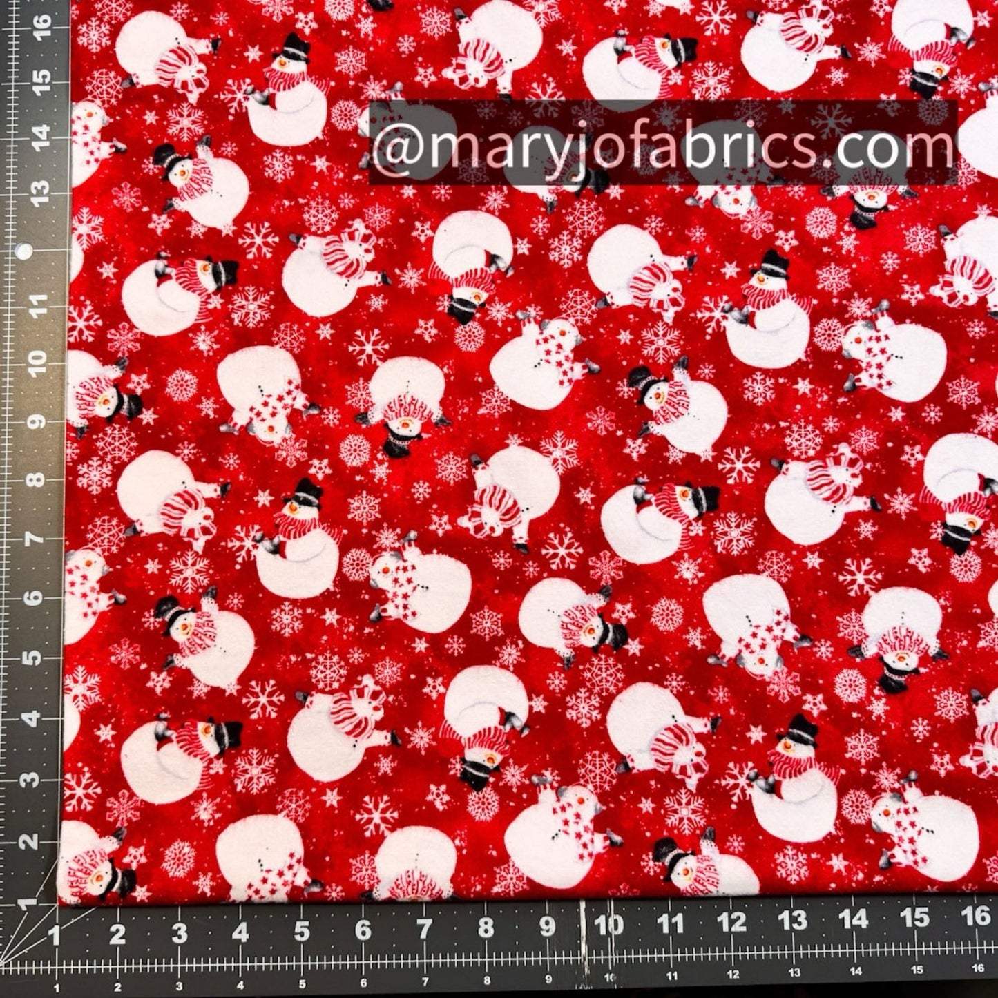 Red Snow Crew Snowman FLANNEL F1290 - 88 Snowflakes - Mary Jo Fabrics
