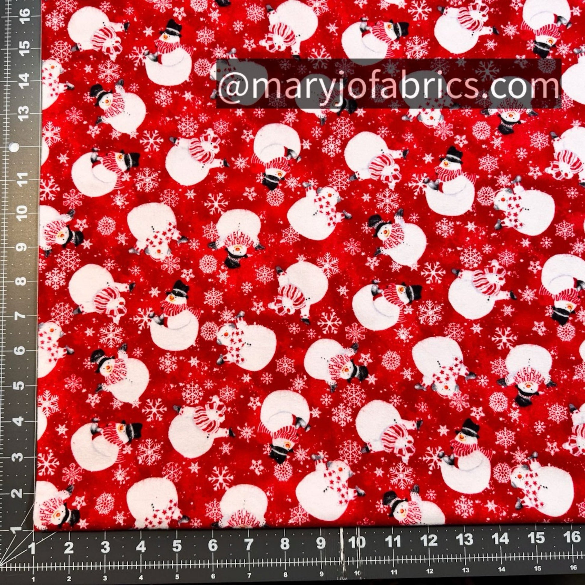 Red Snow Crew Snowman FLANNEL F1290 - 88 Snowflakes - Mary Jo Fabrics