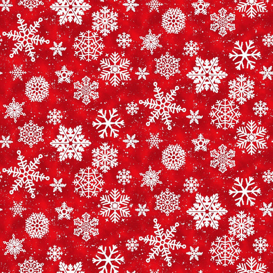 Red Snowflake FLANNEL Fabric F1288 Snow Crew - Mary Jo Fabrics