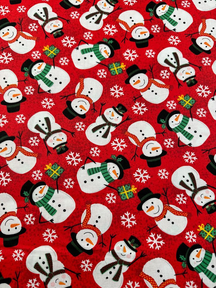 Red Snowman fabric 22278 Be Merry Christmas fabric - Mary Jo Fabrics