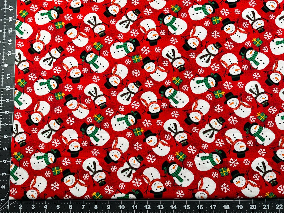 Red Snowman fabric 22278 Be Merry Christmas fabric - Mary Jo Fabrics