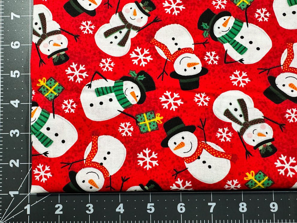 Red Snowman fabric 22278 Be Merry Christmas fabric - Mary Jo Fabrics