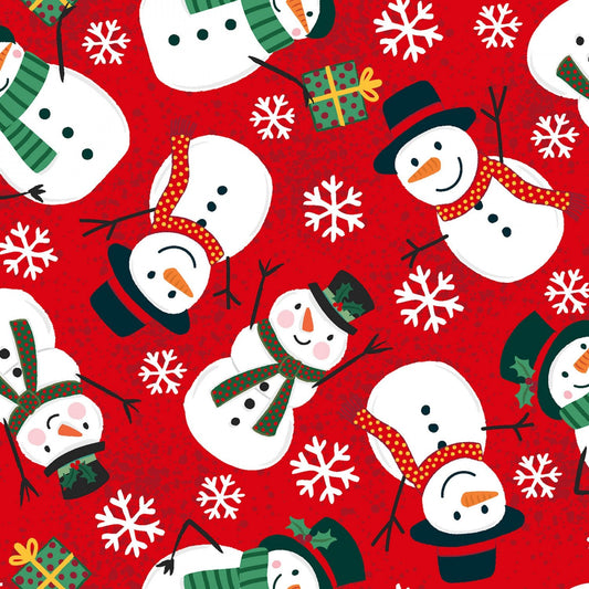 Red Snowman fabric 22278 Be Merry Christmas fabric - Mary Jo Fabrics