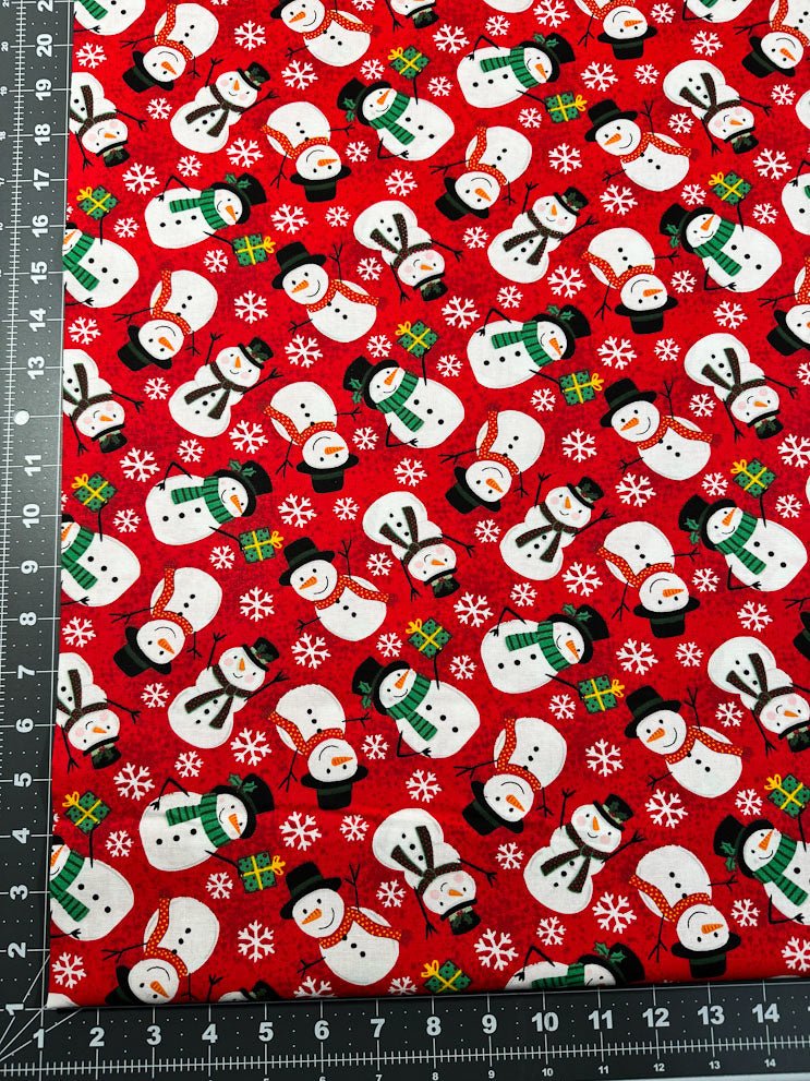 Red Snowman fabric 22278 Be Merry Christmas fabric - Mary Jo Fabrics