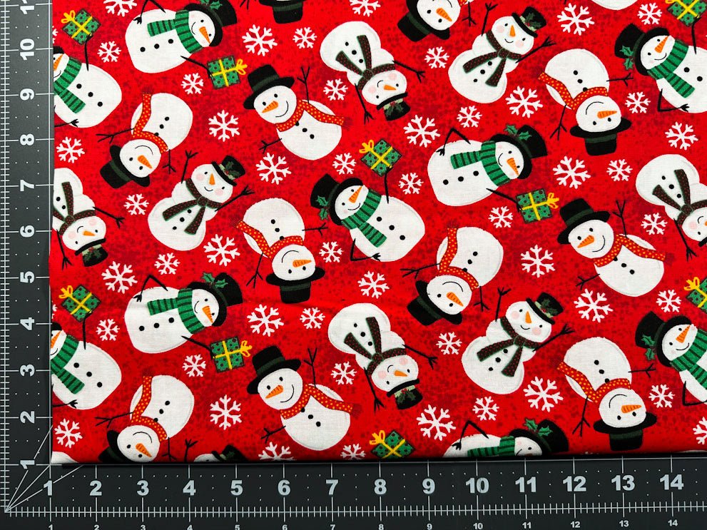 Red Snowman fabric 22278 Be Merry Christmas fabric - Mary Jo Fabrics