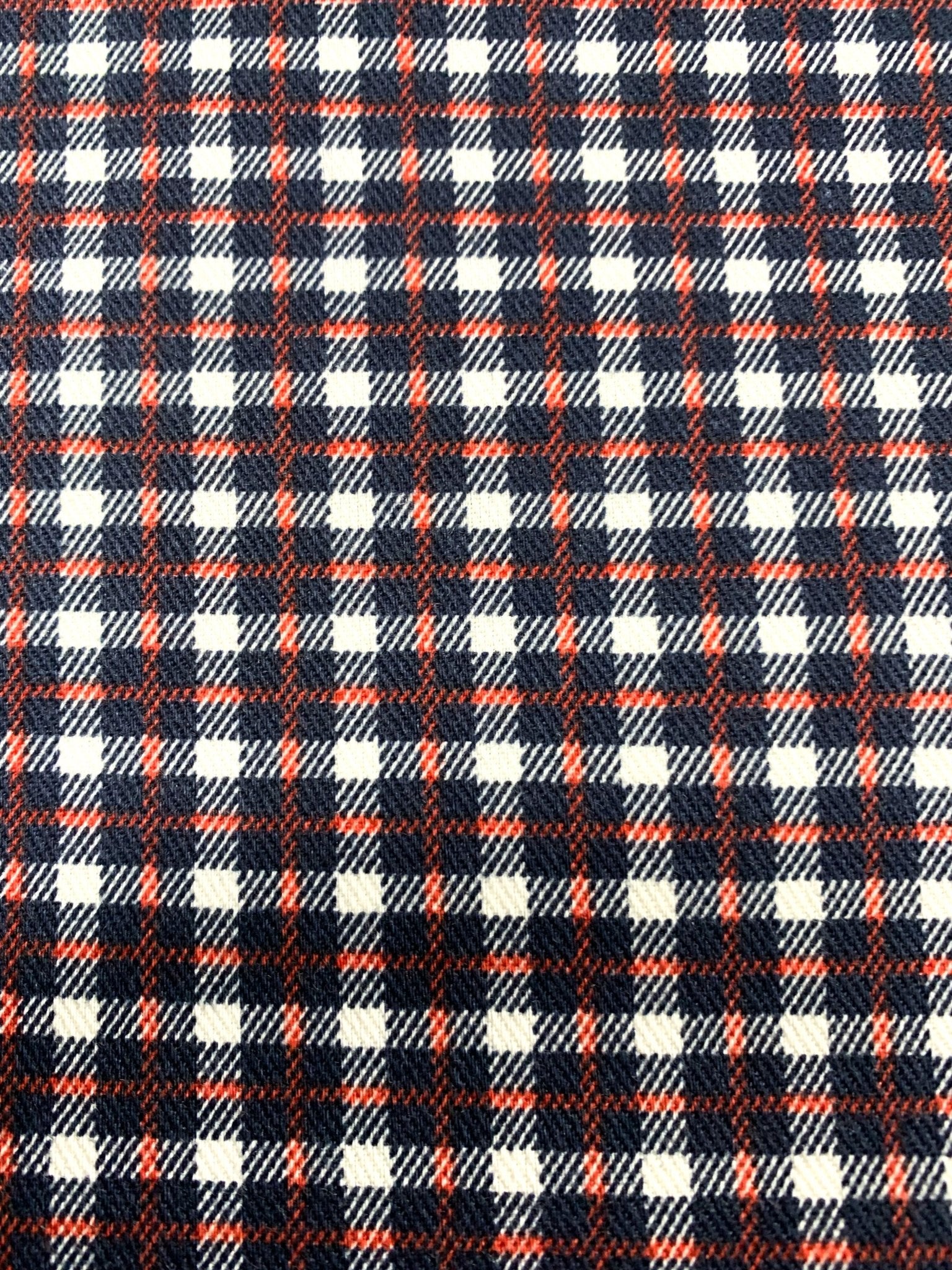 Red White and Blue plaid fabric 60" poly cotton twill - Mary Jo Fabrics