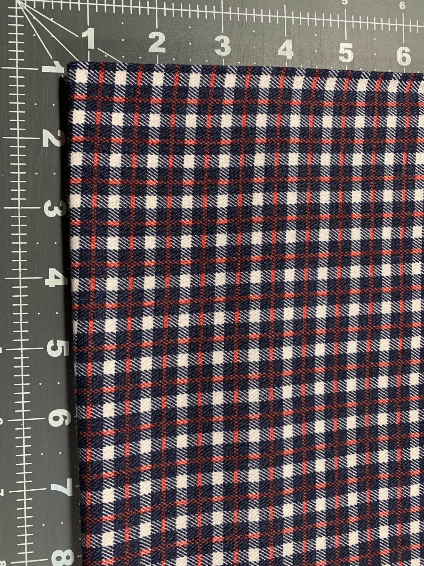 Red White and Blue plaid fabric 60" poly cotton twill - Mary Jo Fabrics