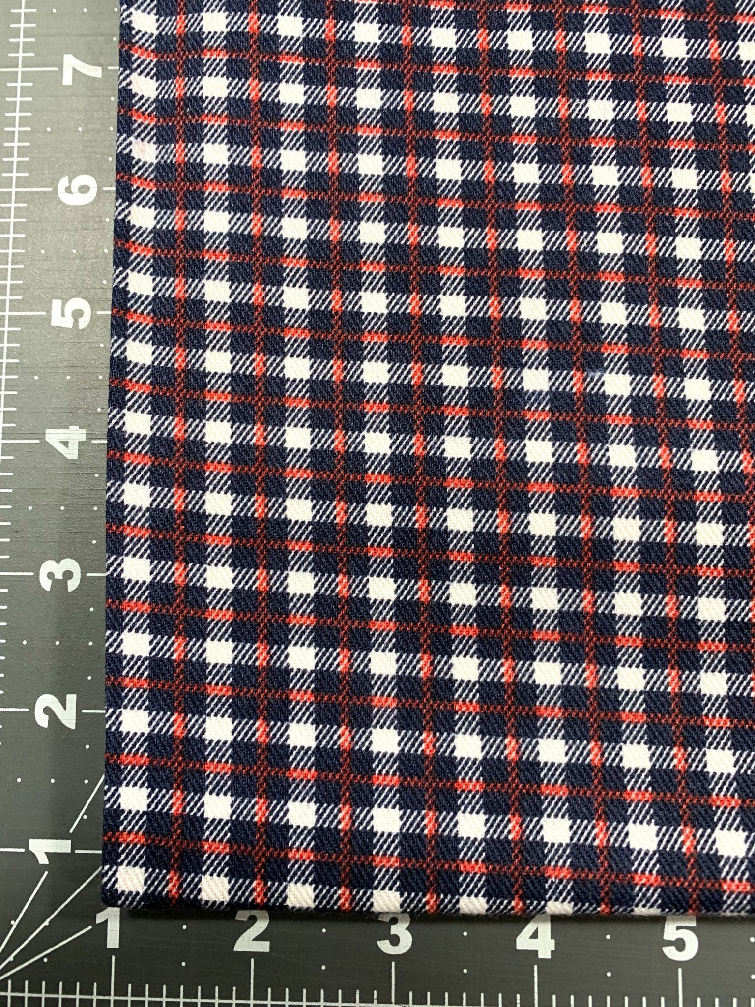 Red White and Blue plaid fabric 60" poly cotton twill - Mary Jo Fabrics